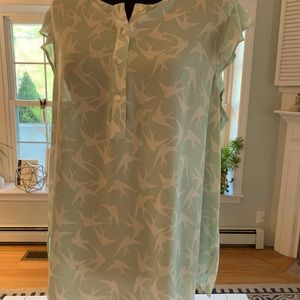 Sheer mint bird blouse from Ann Taylor Loft-Size XL